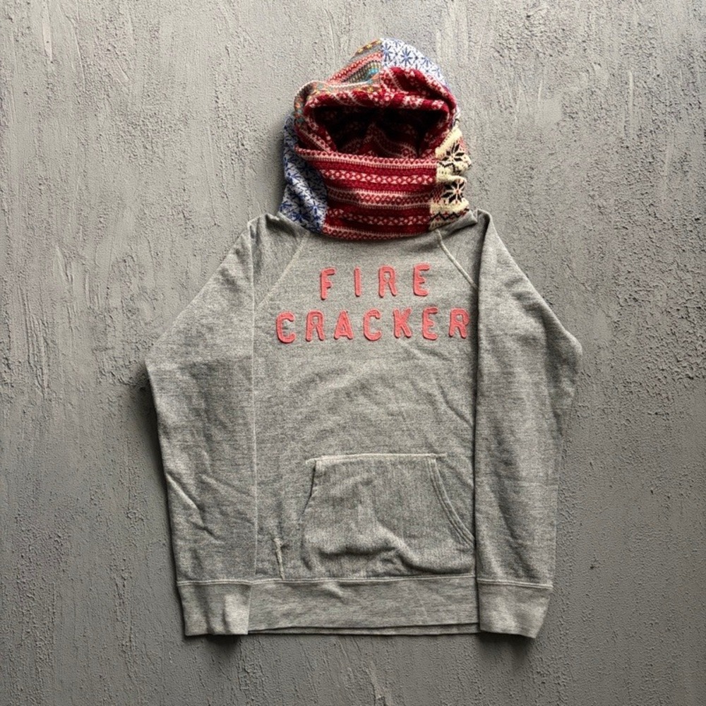 Denim & Dungaree Hoodie Large Gray Fire Cracker Patchwork Japan 160cm Women's